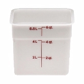 Cambro, CamSquare Food Container, 6 qt, 7 1/4" Deep, White