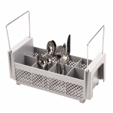 Cambro, Flatware Washing Basket, Soft Gray, Half Size, 8-Compartment, w/Handles