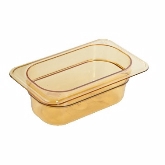 Cambro, H-Pan, 1/9 Size, 2 1/2" Deep, Amber, Hi-Temp, Polysulfone