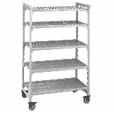 Cambro, Camshelving Mobile Starter Unit, 21" W x 36" L x 67" H, 5 Shelf, 2 Swivel Casters, Speckled Gray