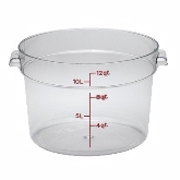 Cambro, Storage Container, 12 qt, 8 3/8" Deep, Round, Translucent