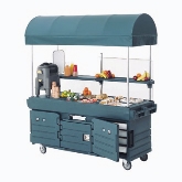 Cambro, Camkiosk Cart, w/ 4 Pan Wells and Canopy, 85 1/8" x 33 1/2" x 94", Granite Gray