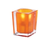 Sterno Products, Classic Elegance Signature Square Lamp, 4" H x 3" D, Orange Frost