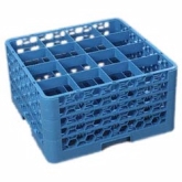 Carlisle, OptiClean Dishwasher Glass Rack, Blue, 16 Compart. w/4 Extenders