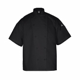 John Ritzenthaler, Chef's Jacket, Large, Black, Poly/Cotton, Short Sleeve