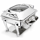Eastern Tabletop, Freedom Stand Square Induction Chafer, 6 qt, Crown, w/Hinged Glass Lid, 18/10 S/S