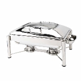 Eastern Tabletop, Pillar'd Stand Square Induction Chafer, 6 qt, Crown, w/Hinged Lid, 18/10 S/S