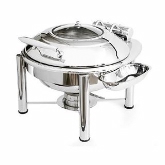 Eastern Tabletop, Pillar'd Stand Round Induction Chafer, 6 qt, Crown, w/Hinged Lid, 18/10 S/S