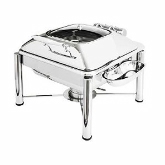 Eastern Tabletop, Pillar'd Stand Square Induction Chafer, 4 qt, Crown, w/Hinged Glass Lid, 18/10 S/S