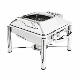 Eastern Tabletop, Pillar'd Stand Square Induction Chafer, 4 qt, Crown, w/Hinged Lid, 18/10 S/S