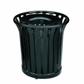 Rubbermaid Americana Waste Receptacle, 36 gallon, 29" dia. x 32 1/2" H, Black