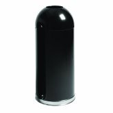 Rubbermaid Waste Receptacle, 15 gallon, 35" H, Round Top Steel Construction, Black, Indoor