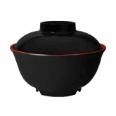G.E.T. Bowl, 12 oz w/ Lid, Melamine, Red/Black, Japanese Fuji