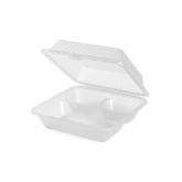 G.E.T., Food Container, Eco-Takeouts, Clear, Smooth, 3 Compartments, 9" x 9" x 3 1/2"