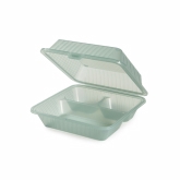 G.E.T., Food Container, Eco-Takeouts, Jade, Smooth, 3 Compartments, 9" x 9" x 3 1/2"