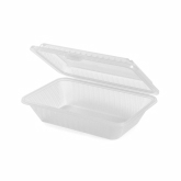 G.E.T., Food Container, Eco-Takeouts, Clear, Half Size, Ridges, 9" x 6 1/2" x 2 1/2"