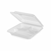 G.E.T., Food Container, Eco-Takeouts, Clear, Ridges, 3 Compartments, 9" x 9" x 2 3/4"