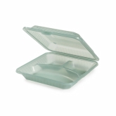 G.E.T., Food Container, Eco-Takeouts, Jade, Ridges, 3 Compartments, 9" x 9" x 2 3/4"