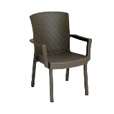 Grosfillex, Classic Stacking Dining Armchair, Espresso, Havana, Synthetic Wicker