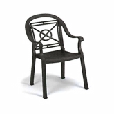 Grosfillex, Victoria Classic Stacking Armchair, Contoured Back, Charcoal