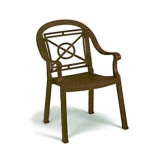 Grosfillex, Victoria Classic Stacking Armchair, Contoured Back, Bronze Mist