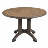 Grosfillex, Aquaba Outdoor Table, 48" dia., Bronze, Resin w/Wicker Inlay Design