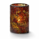 Hollowick Crackle Lamp, Cylinder Style, Glass, Red & Gold