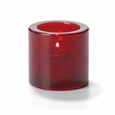 Hollowick Tealight Glass Lamp, Ruby, Thick Glass