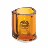 Hollowick, Triangular Tealight Lamp, 2 7/8" x 2 3/4", Amber