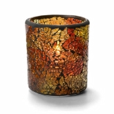 Hollowick Crackle Votive Lamp, Glass, Red & Gold