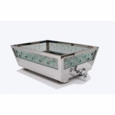 Isinglass, 3' Stainless and Glass Ice Tray with Drain