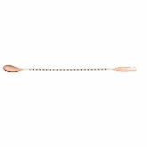 Mercer, Barfly Bar Spoon, 12 3/8", 3-Tine Fork End, 18/8 S/S, Copper-Plated