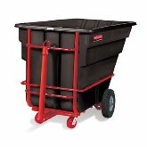 Rubbermaid Heavy Duty Tilt Truck, Towable, 1.5 cu yd Capacity Approx 2,100 lbs Pneumatic Wheels, Black