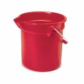 Rubbermaid Brute Bucket, Round, 10 qt, 10 1/2" dia. x 10 1/4" High, Molded In Graduations, Red