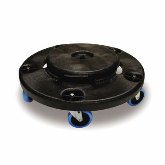 Rubbermaid Brute Quiet Dolly, 18 1/4" dia. x 6 5/8" H, Non Marking Blue Casters, Black