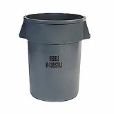 Rubbermaid, Brute Food Processing Container, w/o Lid, 44 gallon, 24" dia. x 31 1/2" H, w/ Black Imprint