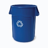 Rubbermaid Brute Recycling Container, w/o Lid, w/ We Recycle Symbol, 44 gallon, 24" dia. x 31 1/2" H