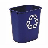 Rubbermaid, Deskside Recycling Container, Small, 13 5/8 qt, We Recycle Imprint, Dark Blue