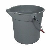 Rubbermaid Brute Bucket, Round, 10 qt, 10 1/2" dia. x 10 1/4" High, Molded In Graduations, Gray