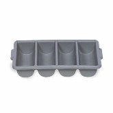 Rubbermaid Cutlery Bin, 4 Compartments, 21 1/4" L x 11 1/2" W x 3 3/4" H, Ribbed Design, Durable, Gray