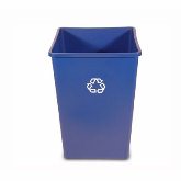 Rubbermaid Recycling Container, 35 gallon, 19 1/2" x 27 5/8" H, Square, w/ Recycle Symbol, Dark Blue
