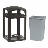 Rubbermaid, Landmark Series Classic Container, 35 gallon, 26" sq x 40" H, Dome Top Frame, Black