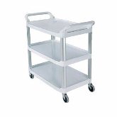 Rubbermaid Xtra Utility Cart, Three Shelves, Open Sided, 4 Swivel Casters