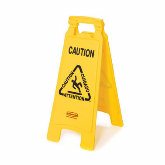 Rubbermaid Floor Sign, Multi Lingual, Caution, 2 Sided, 26 1/2" x 11" x 1 1/2", 25 Open, Yellow
