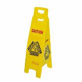 Rubbermaid Floor Sign, Multi Lingual, Caution, 4 Sided, 38" x 12" x 12", 37 Open, Yellow