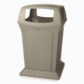 Rubbermaid Ranger Container, 45 gallon, Dome Top, 4 Access Openings w/ Doors, Beige