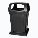 Rubbermaid Ranger Container, 45 gallon, Dome Top, 4 Access Openings w/ Doors, Black