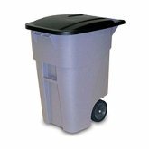 Rubbermaid Brute Roll Out Container, 50 gallon, 28 1/2" x 23 2/5" x 36 1/2" H, w/ Lid, Blue