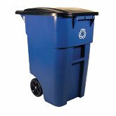 Rubbermaid, Brute Recycling Roll Out Container, 50 gallon, 28 1/2" x 23 25 x 36 1/2" H, Blue