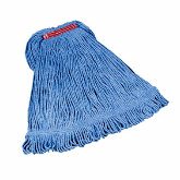 Rubbermaid Super Stitch Mop Head, Large, 4 Ply Blend Cottonsynthetic Blend, 1" Headband, Blue